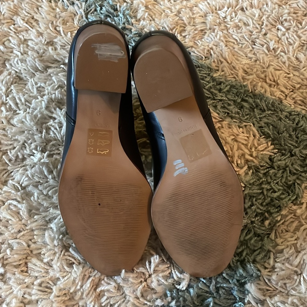 Madewell Black Leather Chelsea Ankle Boots with Brown Stacked Heel - Picture 5 of 7